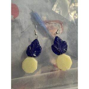 Lapis Lazuli And Serpentine Handmade Dangle Earrings